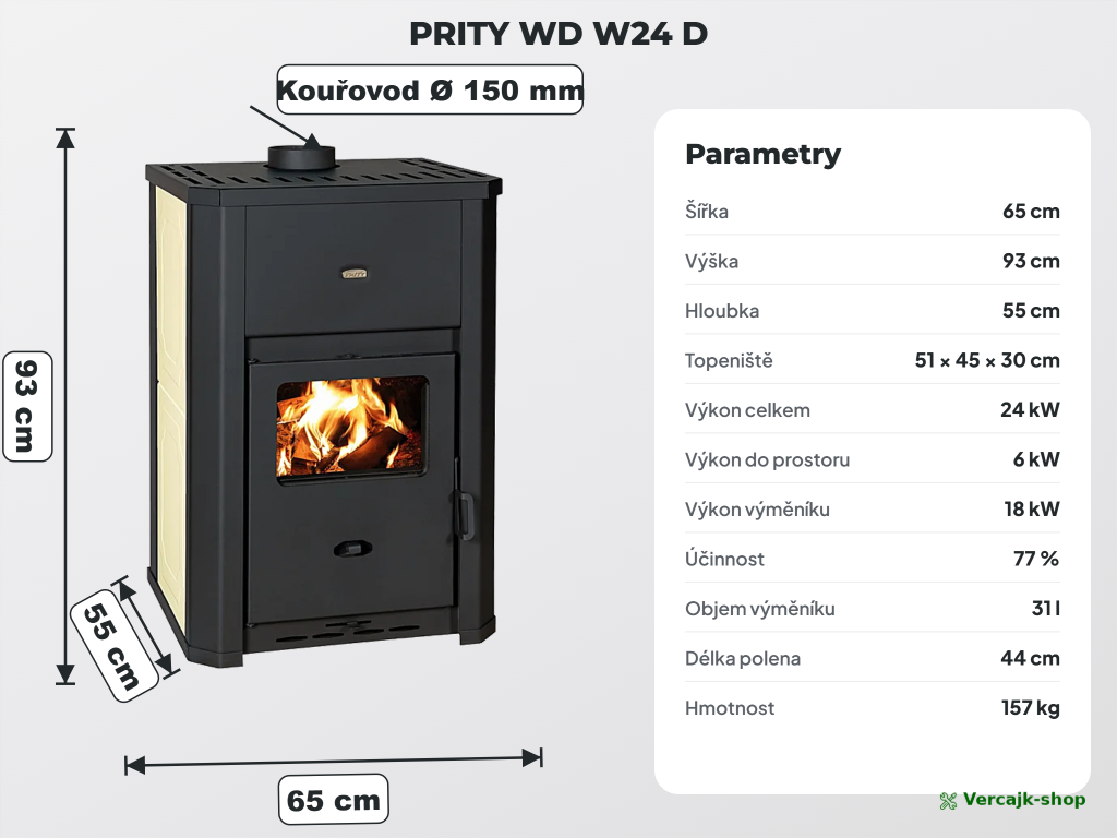 PRITY WD W24 D — bezpečné zapojení teplovodní soustavy a umístění kamen