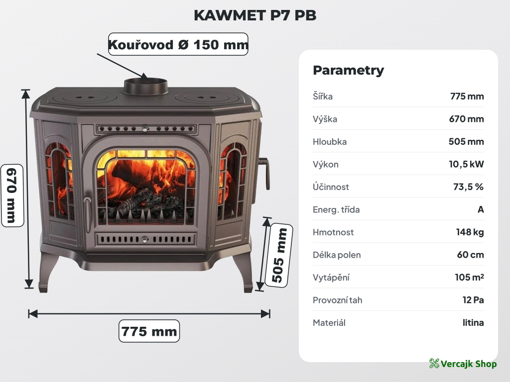 Kamna KAWMET P7 PB s varnými plotnami na chalupě