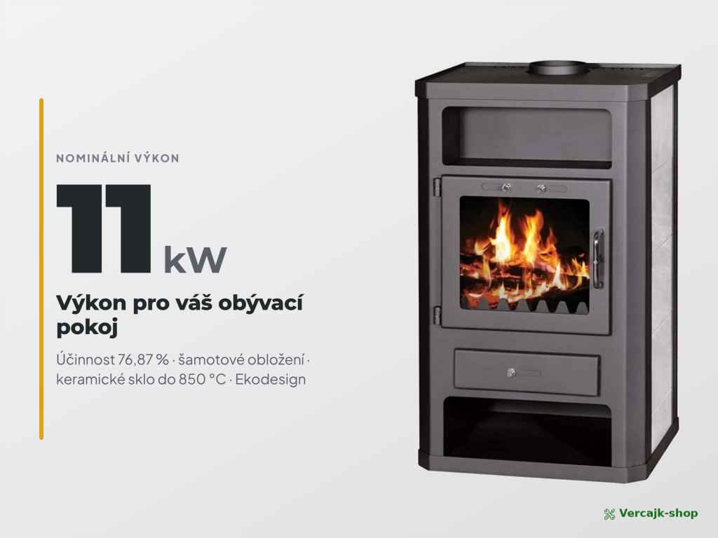 VICTORIA Comfort K — krbová kamna VICTORIA 11 kW s keramickým obkladem, celkový pohled