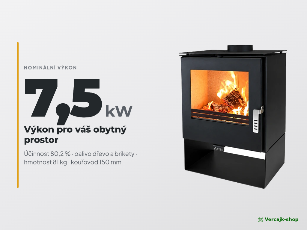 VERSO Kara — krbová kamna VERSO 7,5 kW, celkový pohled