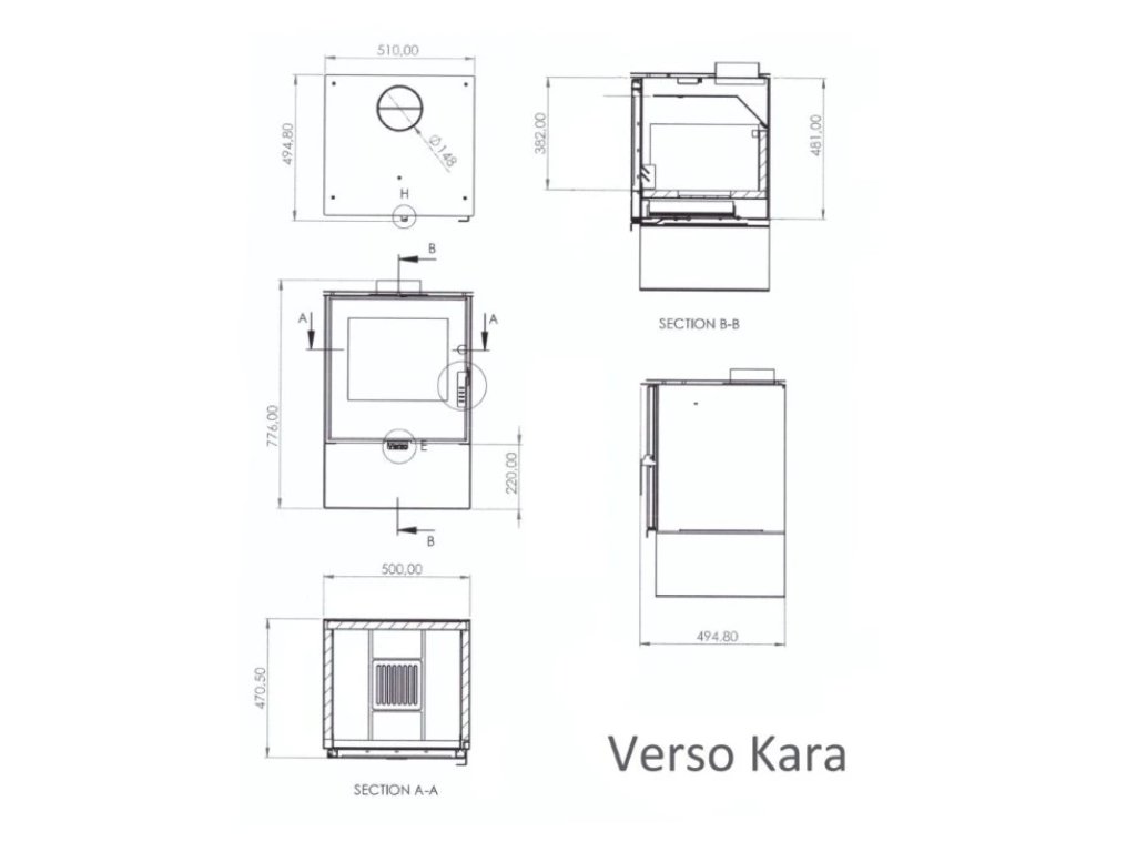 Designová krbová kamna VERSO, 7 kW
