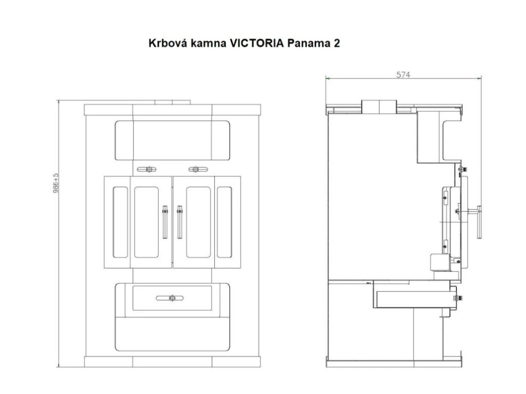 Rohová krbová kamna VICTORIA, 9 kW, panoramatické sklo