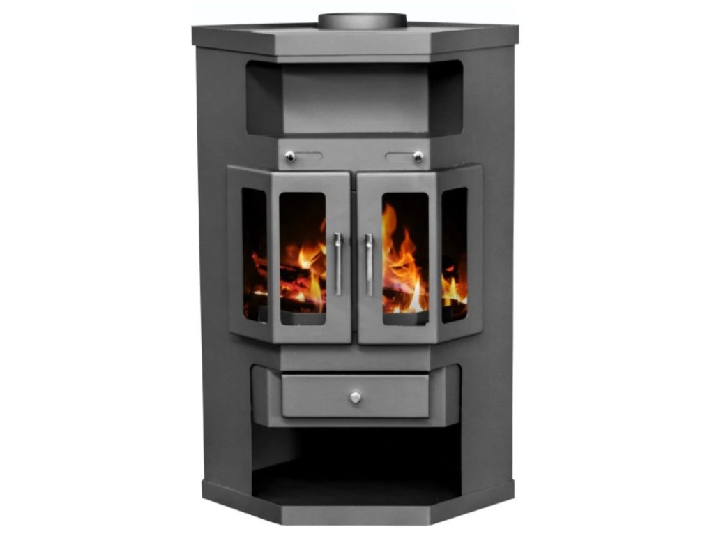 Rohová krbová kamna VICTORIA, 9 kW