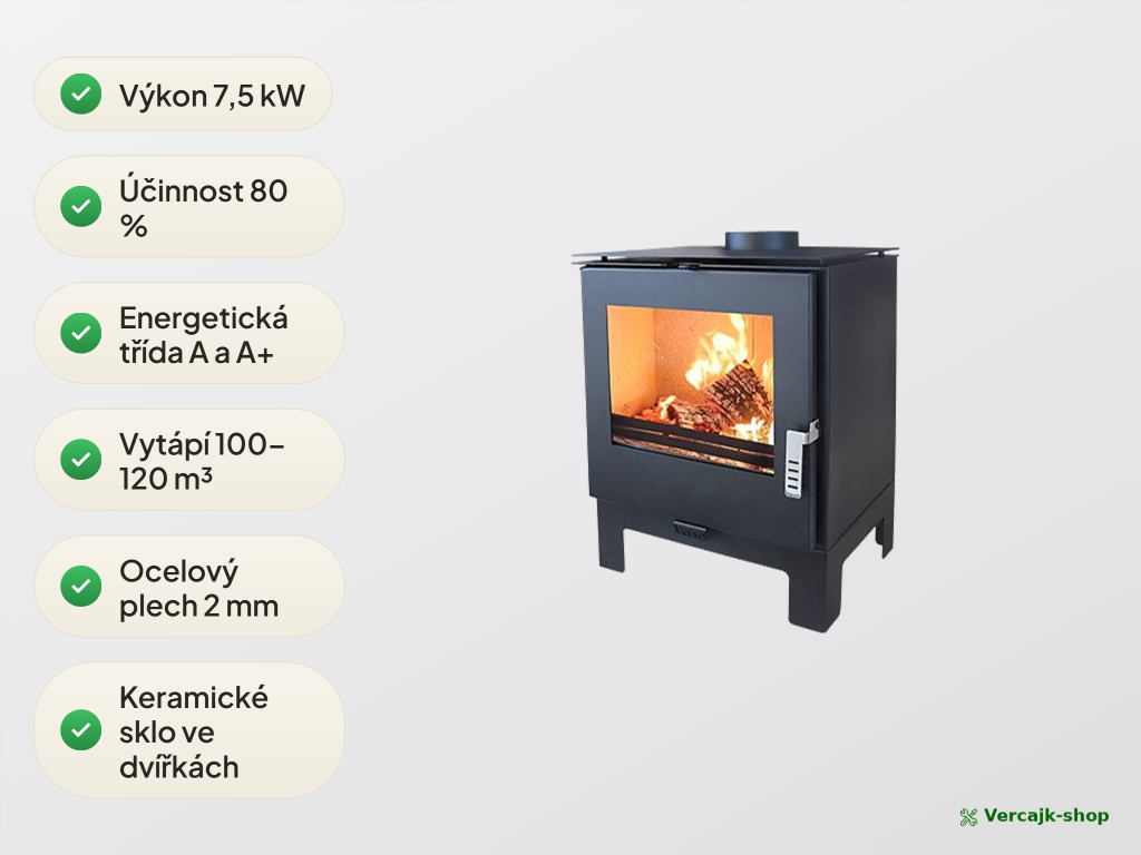 VERSO Kara L — topeniště s vermikulitovým obložením a litinovým roštem