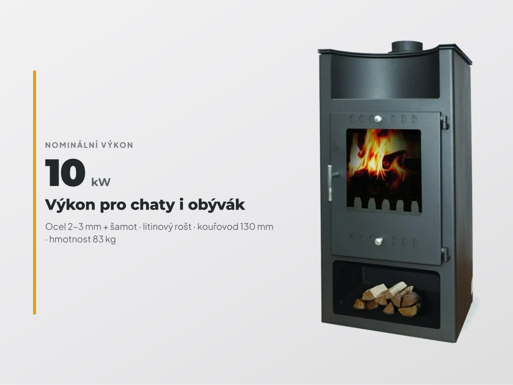 ZVEZDA VIA — detail dvířek se žáruvzdorným sklem a kovovou klikou