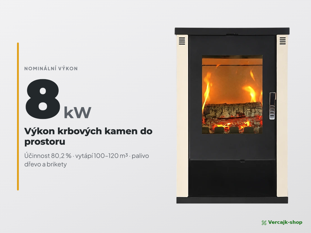 VERSO Lheia — krbová kamna VERSO 8 kW, celkový pohled