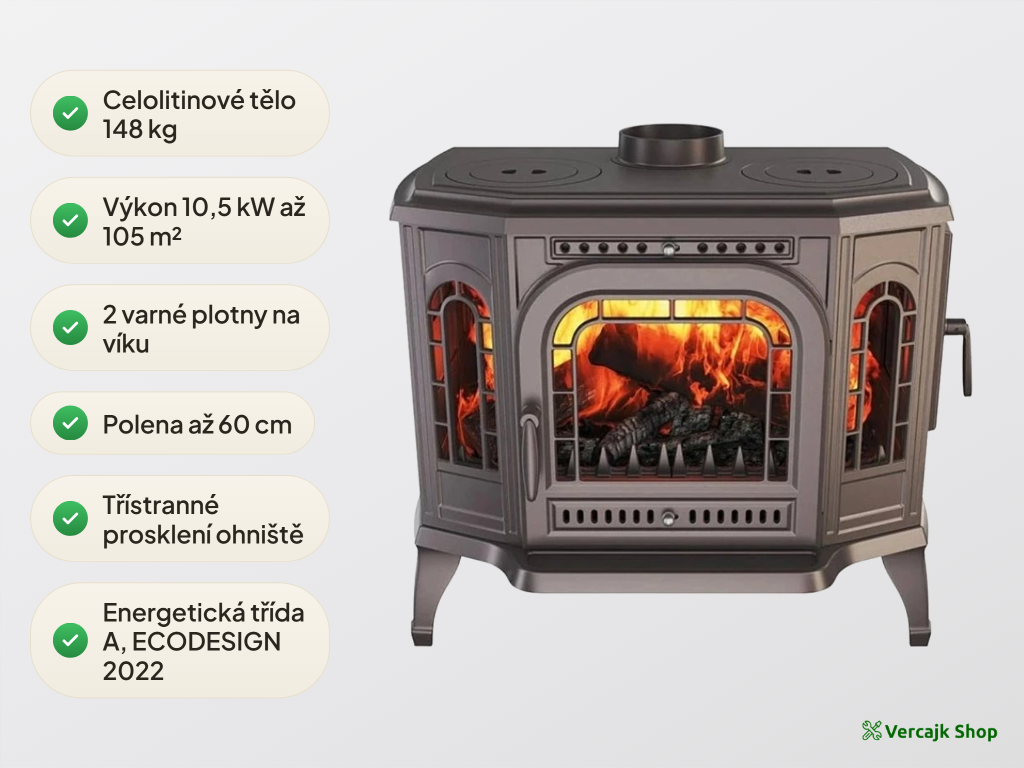 Boční dvířka a topeniště kamen KAWMET P7 LB s plotnami
