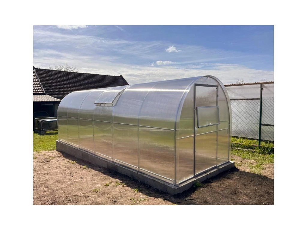 Obloukový zahradní skleník LEGI Tomato 6×2 m — jekl 20×20mm, 4mm polykarbonát, 12 m², dvoje dveře