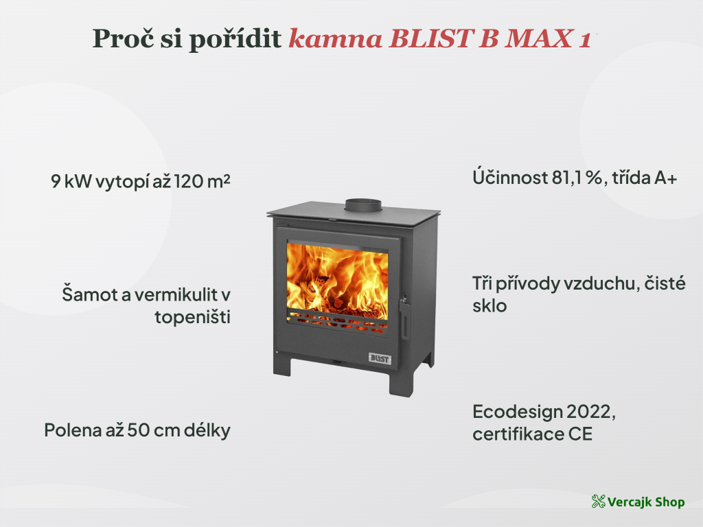 BLIST B MAX 1 — kamna připravená k odeslání paletovou dopravou