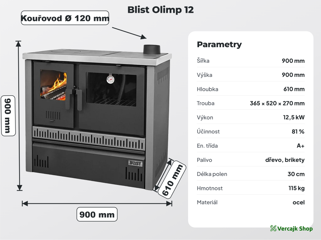 Sporák Blist Olimp 12 při vaření a vytápění kuchyně