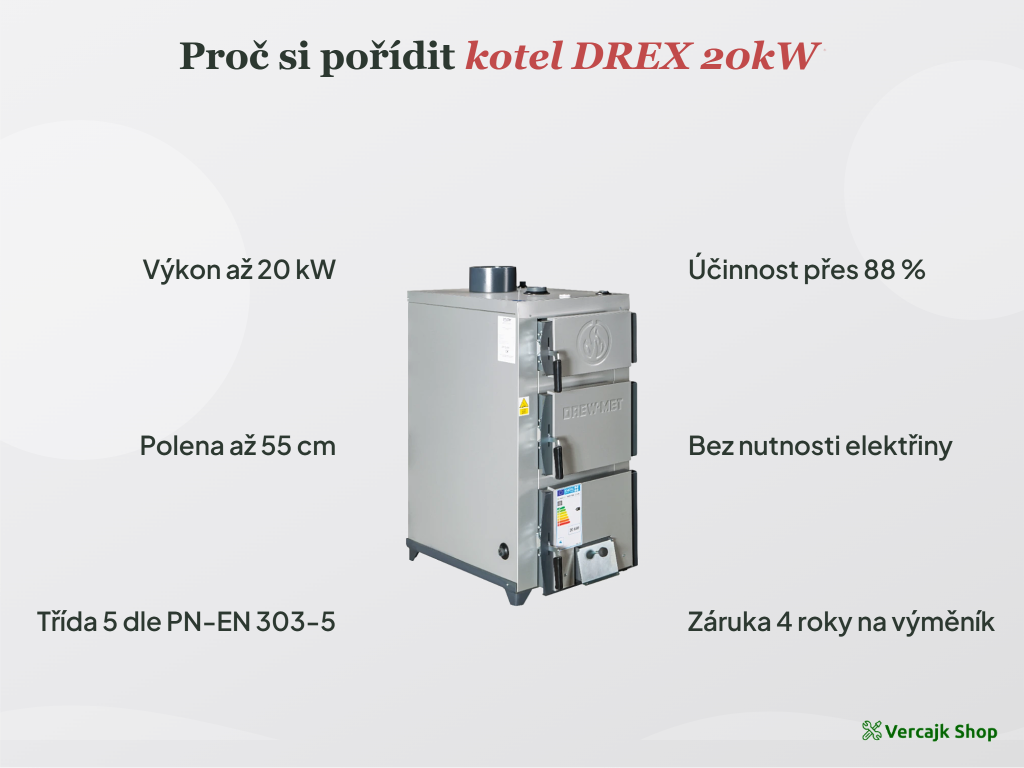 Kotel DREX MINI 20 kW připravený k instalaci