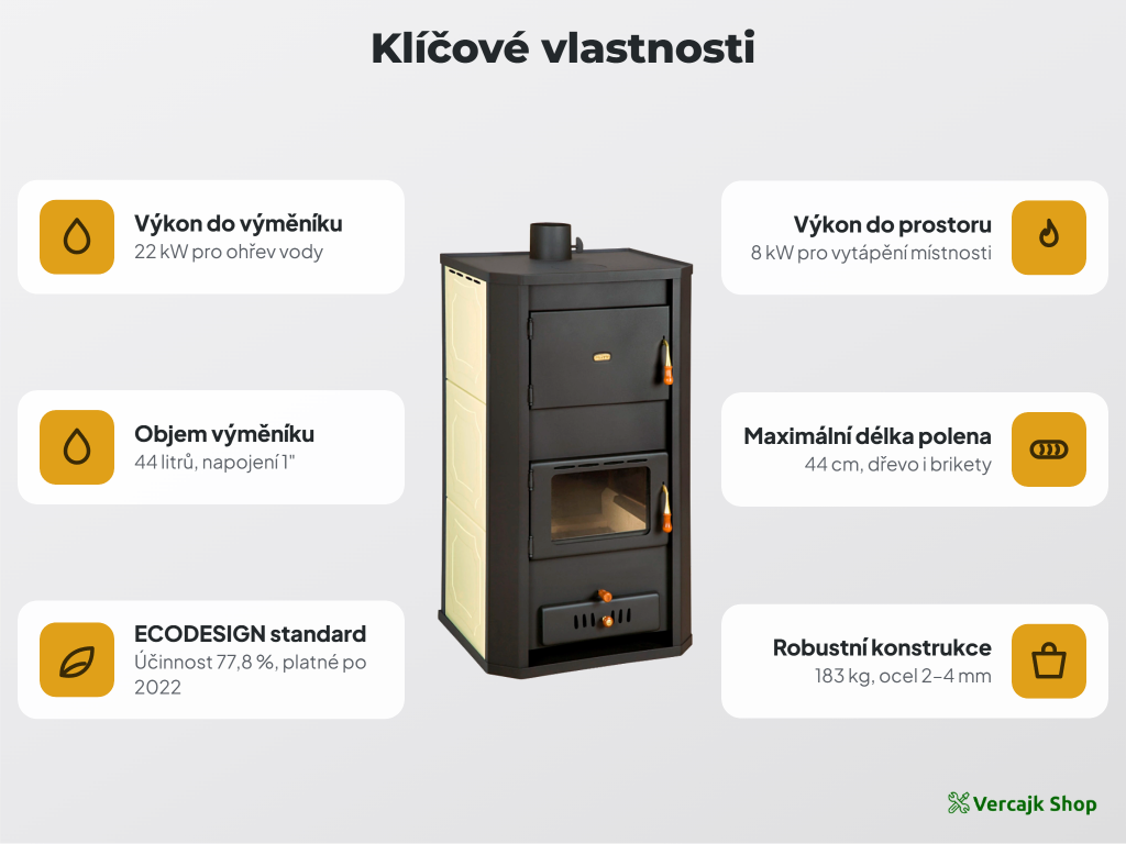 Kamna PRITY WD W29 jako hlavní zdroj vytápění domu