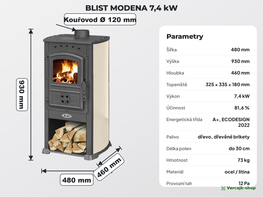 BLIST MODENA — provedení kamen a výbava