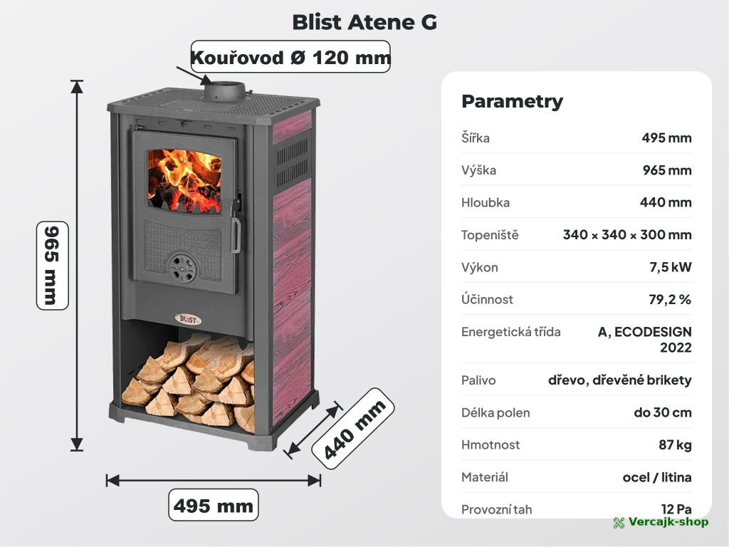 BLIST ATENE G — popelník a úložný prostor na dřevo