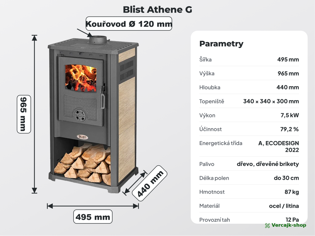 BLIST ATHENE G — přívod vzduchu do topeniště