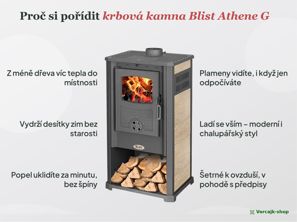 Krbová kamna BLIST ATHENE G béžová v interiéru
