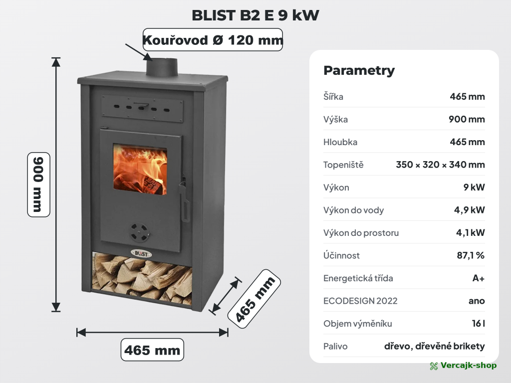 BLIST B2 E — popelník a topeniště