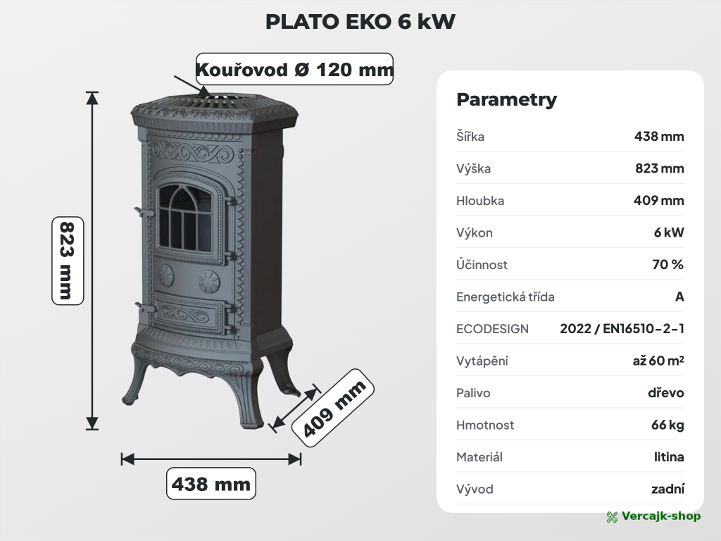 PLATO EKO — přívod vzduchu do topeniště