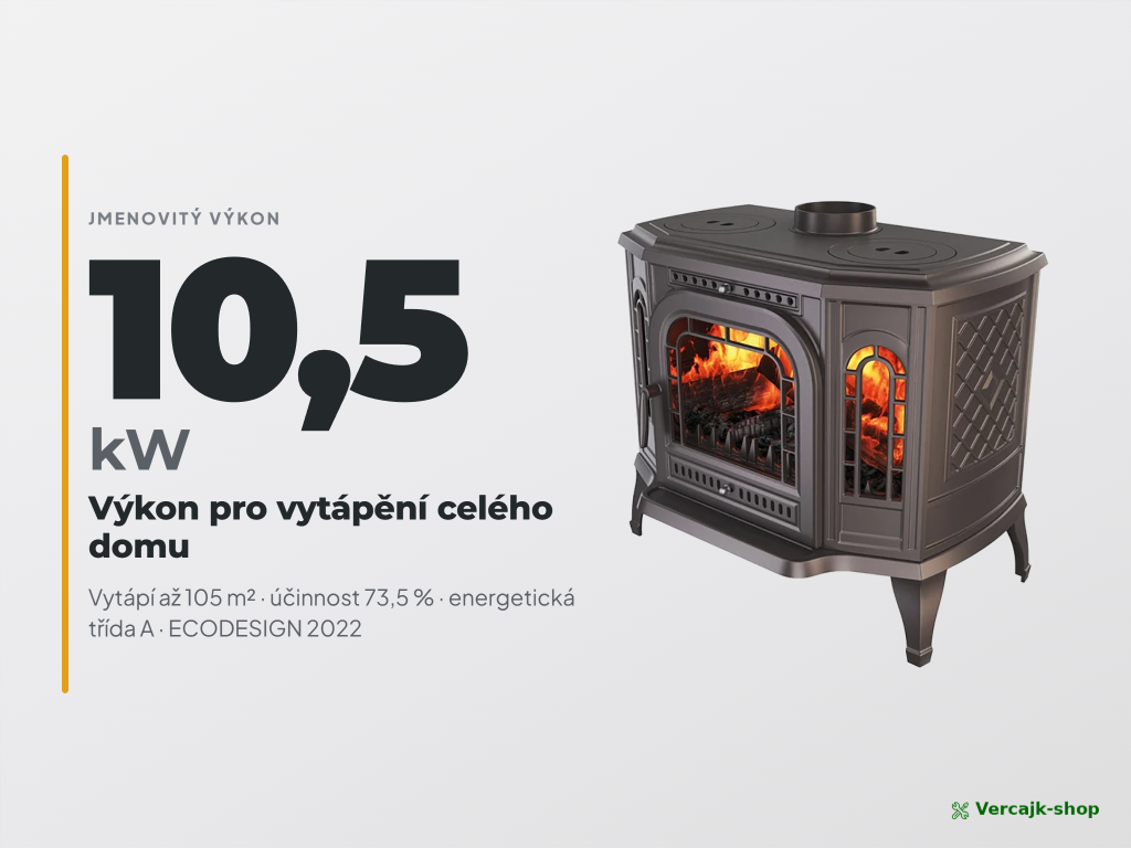 Celolitinová krbová kamna KAWMET P7 LB v interiéru