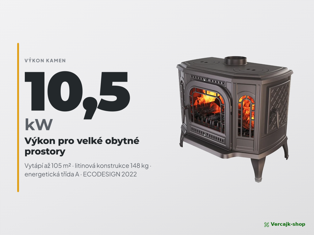 Celolitinová krbová kamna KAWMET P7 PB v interiéru