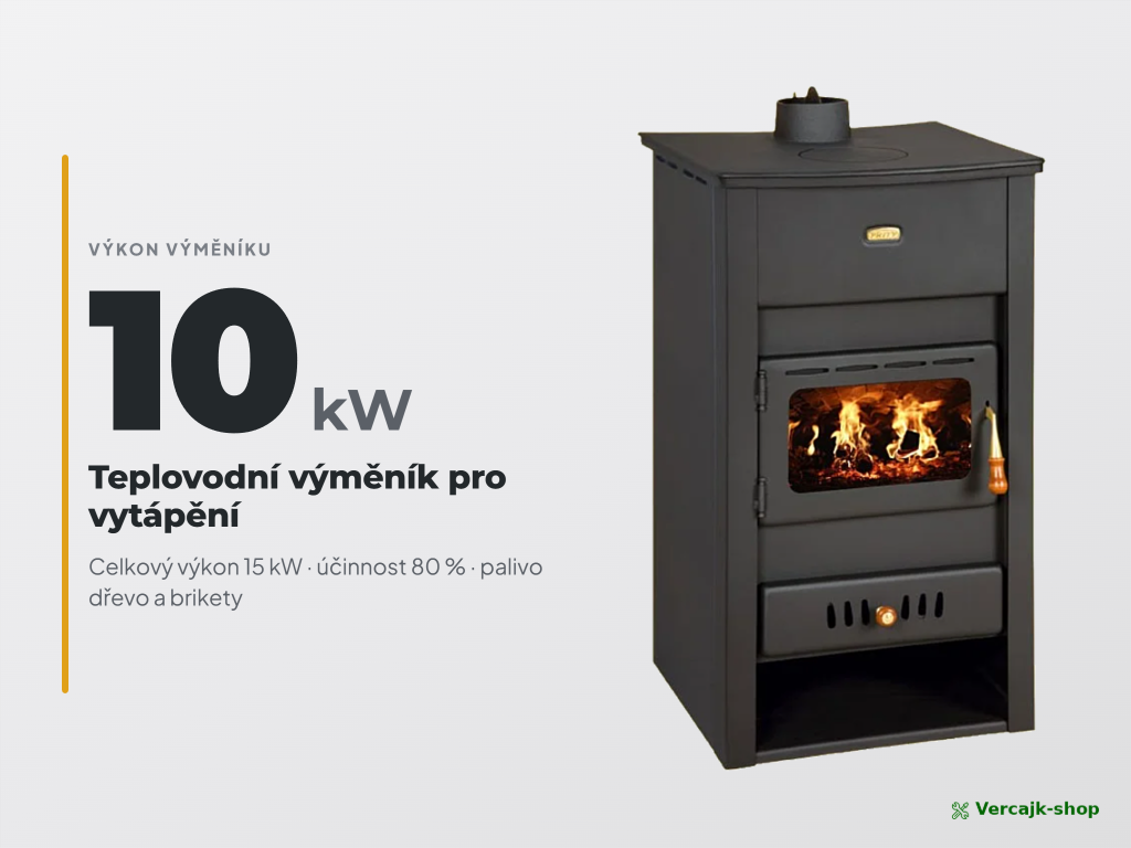 Krbová kamna PRITY K2 CP W13 s výměníkem v interiéru