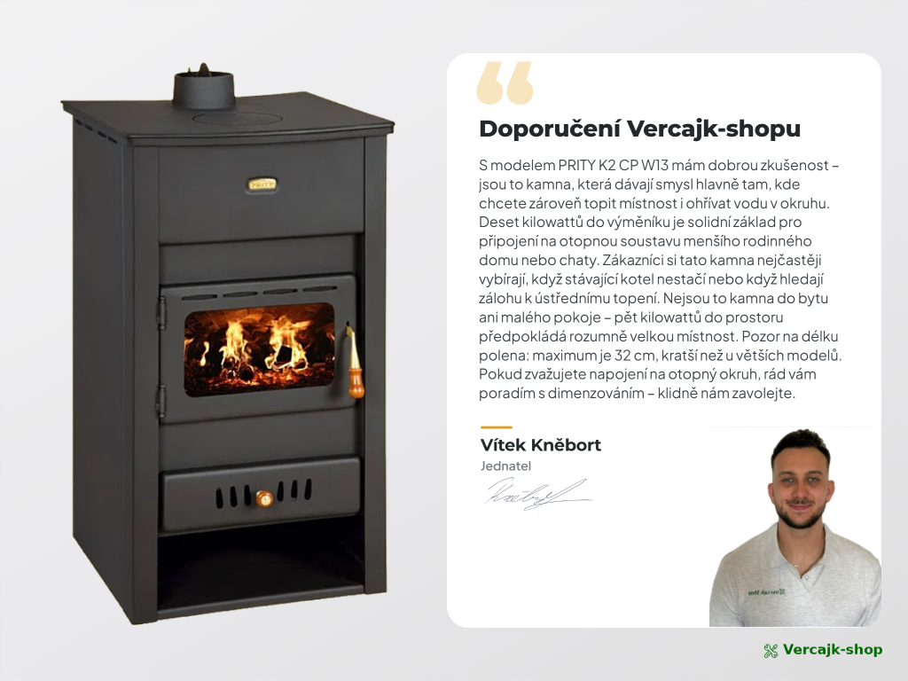 PRITY K2 CP W13 — přikládací dvířka a popelník