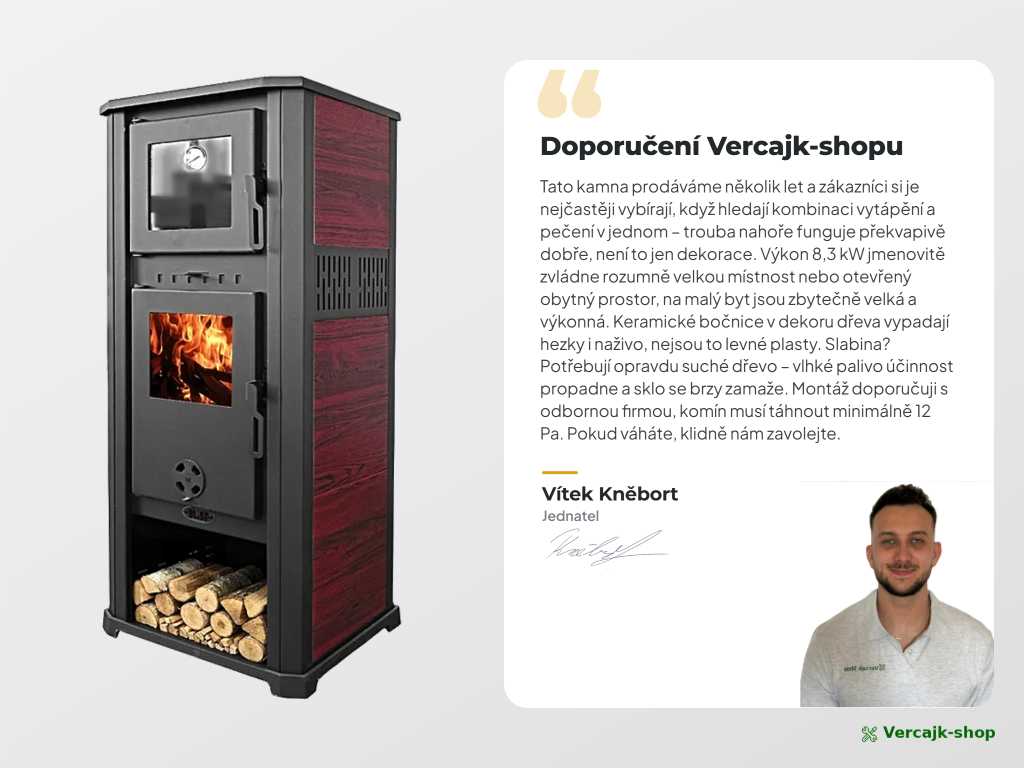 Blist Roma S Ceramic červená — provedení kamen a výbava
